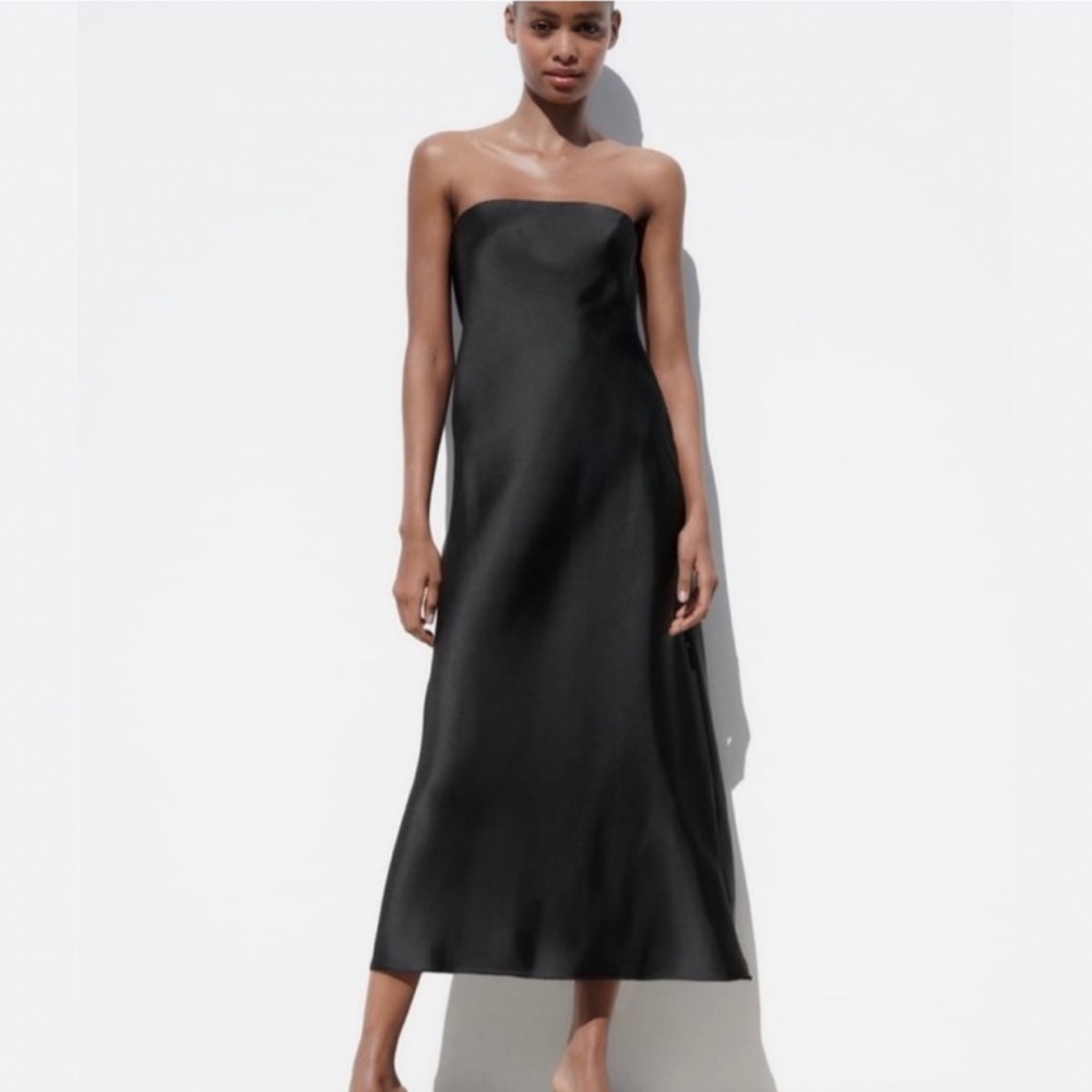 Zara Black Satin Effect Dress